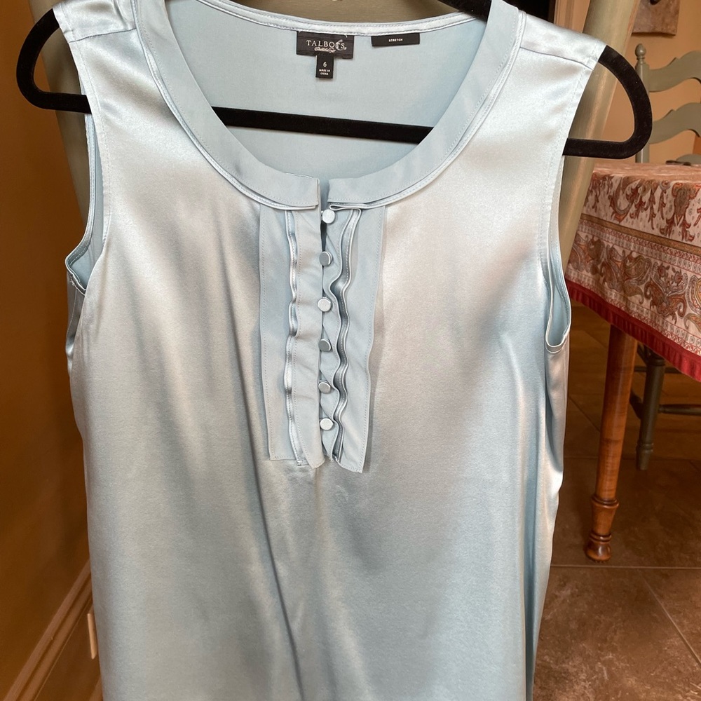 Talbots silk blend blouse, powder blue